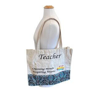 Canvas Teacher Tote Bag, Books, Glasses, Opening Minds, Occupational Tote